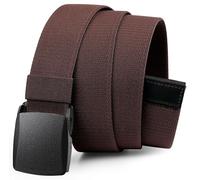 Bon4Extrao Straffes Elastischer Gürtel Herren für Arbeits, Stretchgürtel Herren 38mm für Wandern Reise Arbeitshose mit Leicht Taktische Metallfrei-Schnalle, Stufenlos Verstellbar, Braun