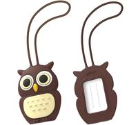 Bone Charakter-Gepäckanhänger für Damen, Herren und Kinder, aus Silikon gefertigt. Niedliche, einzigartige Namensschilder für Reisen, Fitnessstudio, Schule oder Rucksack - Owl Wes