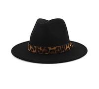 Bongles Classic Jazz Cap Plaid Fedora Hüte Retro Wide Brim Panama Caps Mit Leopard-Dekor Für Männer Frauen