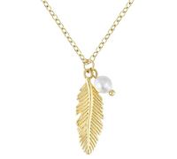 BONNYBIRD® Boho Kette Feder Anhänger Gold Damen Edelstahl Schmuck Wasserfest Halskette Perlen Anhänger Bohemian Festival Accessoires Lang Frauen Vergoldet Goldschmuck Layering Goldkette Sommer