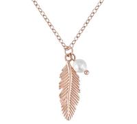 BONNYBIRD® Boho Kette Feder Anhänger Rosegold Damen Edelstahl Schmuck Wasserfest Halskette Perlen Anhänger Bohemian Festival Accessoires Lang Frauen Vergoldet Goldschmuck Layering Goldkette Sommer