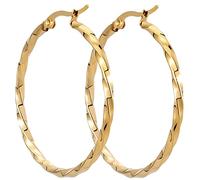 BONNYBIRD® Creolen Gold Groß Gedreht Edelstahl Damen Statement Ohrringe Goldene Frauen Kreolen Hoops 40mm Wasserfest Schmuck Vergoldet Hypoallergen Chirurgenstahl Medizinisch Nickelfrei Dünn Rund
