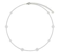 BONNYBIRD® Kleeblatt Kette Silber Damen Edelstahl Glücksbringer Halskette Kurz Choker Frauen Wasserfest Schmuck Silberkette Prüfung Firmung Abitur Kommunion Geschenk OP Gute Besserung Viel Glück