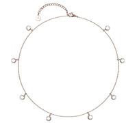 BONNYBIRD® Kristall Kette mit 8 Steinen Rosegold Damen Edelstahl Halskette mit Stein Anhänger Crystal Weiß Frauen Wasserfest Schmuck Vergoldet Goldkette Layering Goldschmuck