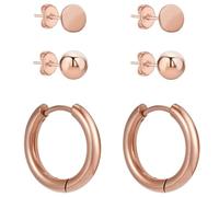 BONNYBIRD® Ohrringe Set Rosegold Medizinische Ohrstecker Damen Edelstahl Wasserfest Chirurgenstahl Gesundheitsstecker 3er Set für mehrere Ohrlöcher Creolen Klein Kugel Mini Frauen BonnyBalance Rose