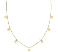 BONNYBIRD® Plattenkette Boho Gold Damen Edelstahl Kette mit Plättchen Anhänger Coins Layering Halskette Goldkette Frauen Wasserfest Schmuck Vergoldet Rund Festival Accessoires Sommer Freundin