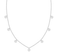 BONNYBIRD® Plattenkette Boho Silber Damen Edelstahl Kette mit Plättchen Anhänger Coins Layering Halskette Silberkette Frauen Wasserfest Schmuck Rund Festival Accessoires Sommer Freundin