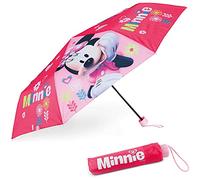 BONNYCO Regenschirm Kinder Minnie Mouse, Sturmfest, Faltbar mit Reisehülle | Regenschirm mit Verstärkter Struktur. Klappschirm für Rucksack. Klein Taschenschirm Kinder, Geschenke für Mädchen, Jungen