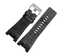 BONOOL 32 mm Lederarmband, passend für Diesel-Uhrenarmband, Armbanduhren, für DZ1216 DZ1273 DZ4246 DZ4247DZ287 Uhrenarmband (Farbe: A-Schwarz-Silberschnalle, Größe: 32 mm)