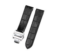 BONOOL Echtleder-Uhrenarmband für Cartier Santos 100, 20 mm, 23 mm, Schwarz-Silber, Schnalle, Unisex, Klassisch