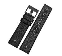 BONOOL Lederarmband für Diesel DZ7395 DZ7370 DZ7257 DZ7430 Uhrenarmband aus weichem Rindsleder mit Nieten, 24 m, 26 mm, 28 mm, für Herren und Damen (Farbe: Black Black Rivet, Größe: 28 mm)