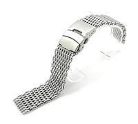 BONOOL Milanese Shark Mesh-Armband für Breitling Seiko OMG-Uhrenarmband 20 mm 22 mm Edelstahl-Uhrenarmband (Bandfarbe: Silber, Bandbreite: 22 mm)