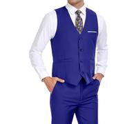 BONOW Herren Anzüge Weste Hose Set, Slim Fit 2 Stück Casual Anzug Weste Hochzeit Trauzeugen, Königsblau, 3XL