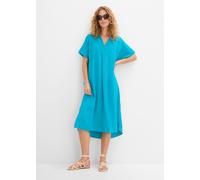 Tunikakleid BONPRIX, Damen, Gr. 44, N-Gr, blau (lagunenblau), Obermaterial: 100% Baumwolle, oversize, Kleider, Oversize-Passform, Kaftan-Schnitt, Kimonoärmel, aus Baumwolle (18119730-44) lagunenblau