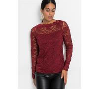 bonprix Slim fit Passform, mit Spitzen-Details, unifarben (78930943-48) rubinrot