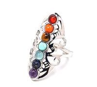 Bontannd 925 Silber Heilung Hohlsteine ??einstellbar 7 Chakra Ring Thumb Reiki Edelstein Ring