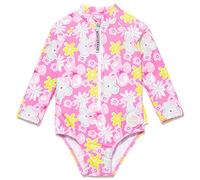 BONVERANO Kleiner Mädchen UV-Schutz Badeanzug EIN Stück Mit Badekappe 0-3 Jahre (Stern, 12-18Monate)