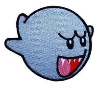 Boo Ghost Patch (5,1 cm) grau bestickt Bügel/Aufnähen Abzeichen S-uper M-Ario Brothers Kostüm Emblem DIY Geschenk Patches