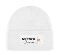 BOO Shirt Aperol Queen Mütze - lustige Beanie mit Spruch für Aperol Fans - Geschenkidee für Frauen, Freundinnen & Mädelsabende (DE/NL/SE/PL, Alphanumerisch, Einheitsgröße, Weiß)