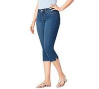 Boodtag Damen Denim Capri Shorts Casual Sommer Shorts UK Mid Waist 3/4 Bermuda Jeans Shorts Skinny Stretch Hose mit Taschen, dunkelblau, 46