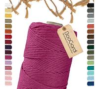 BooGardi Makramee Garn · viele Farben · Magenta 5mm x 100m · 3mm oder 5mm · Wollgarn · kreatives knüpfen weben Stricken · DIY Boho Garn
