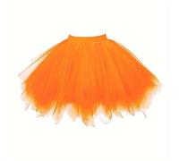 Boolavard 80er Jahre Tutu Rock für Erwachsene, mehrlagiger Tüll-Petticoat, Halloween-Tutu (DE/NL/SE/PL, Alphanumerisch, XXL, 3XL, Regular, Regular, Orange)