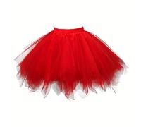 Boolavard 80er Jahre Tutu Rock für Erwachsene, mehrlagiger Tüll-Petticoat, Halloween-Tutu (DE/NL/SE/PL, Alphanumerisch, S, M, Regular, Regular, Rot)