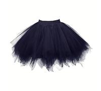 Boolavard 80er Jahre Tutu Rock für Erwachsene, mehrlagiger Tüll-Petticoat, Halloween-Tutu (DE/NL/SE/PL, Alphanumerisch, S, M, Regular, Regular, Schwarz)