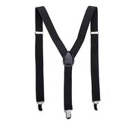 Boolavard Herren Damen Long Hosenträger Y Form Style 3er Clips elastisch Schmal Unifarbe und Bunt mit verschiedenen Motiv (Schwarz)