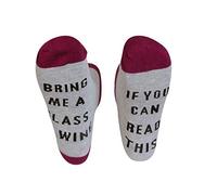 Boolavard Wenn Sie diese Neuheit lesen können Lustige Sprüche gekämmte Baumwolle Crew Kleid Bier Kaffee Schokolade Wein Socken, Gag Geschenk Schuhgröße 39-45 für Männer, Frauen (Wein-Grau/Burgund)