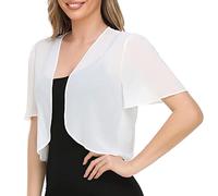 BOOMJIU Bolero Damen Festlich Chiffon Bolero Jäckchen Brautjacke Strickjacke Bolero Kurzarm Damen für Abendkleider Festlich Kurze 3/4 Ärmel elegant Schulterjacke Casual Shrug Top