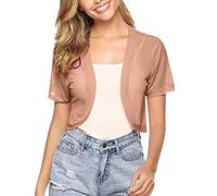 BOOMJIU Bolero Damen Festlich Chiffon Bolero Jäckchen Brautjacke Strickjacke Bolero Kurzarm Damen für Abendkleider Festlich Kurze 3/4 Ärmel elegant Schulterjacke Casual Shrug Top