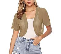 BOOMJIU Bolero Damen Festlich Chiffon Bolero Jäckchen Brautjacke Strickjacke Bolero Kurzarm Damen für Abendkleider Festlich Kurze 3/4 Ärmel elegant Schulterjacke Casual Shrug Top