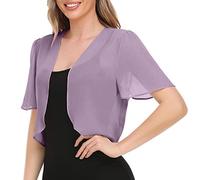 BOOMJIU Bolero Damen Festlich Chiffon Jäckchen Brautjacke Strickjacke Kurzarm für Abendkleider Elegant Schulterjacke Casual Shrug Top Mit 3/4 Ärmel