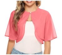 BOOMJIU Bolero Damen Festlich Chiffon Jäckchen Brautjacke Strickjacke Kurzarm für Abendkleider Elegant Schulterjacke Casual Shrug Top Mit 3/4 Ärmel