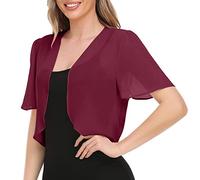 BOOMJIU Bolero Damen Festlich Chiffon Jäckchen Brautjacke Strickjacke Kurzarm für Abendkleider Elegant Schulterjacke Casual Shrug Top Mit 3/4 Ärmel