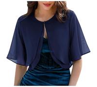 BOOMJIU Bolero Damen Festlich Chiffon Jäckchen Brautjacke Strickjacke Kurzarm für Abendkleider Kurze 3/4 Ärmel Elegant Schulterjacke Casual Shrug Top