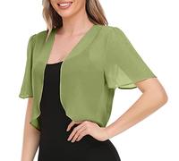 BOOMJIU Damen Bolero Chiffon Jacke Transparente Schicke Boleros Festlicher Bolerojacke Kurzarm Sommer Blazer Jäckchen Spitze Bolero für Abendkleider Hochzeit