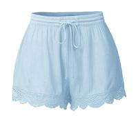 BOOMJIU Damen Schlafanzughose Große Größe Baumwolle Kurz Pyjamahose Schlafshorts Frauen Shorts Sommer Freizeithose Nachtwäsche Loungewear S-5XL Shorts Damen Sommer