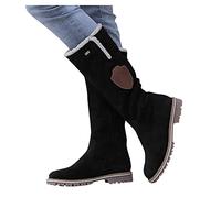 BOOMJIU Damen Winterstiefel Gefüttert Wasserdicht,Stiefel Damen mit Absatz Schnalle Schneestiefel Halbschaft Fleece Schneeboots warme Winter Stiefeletten Freizeit Klassische