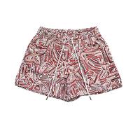 BOOMLEMON Herren-Kurze Shorts mit Grafikdruck aus Netzstoff, lässig, für Training, Fitnessstudio, Basketball, Laufen, rot, XS