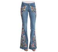 Boot Cut Jeans Frauen, Schlaghose Damen High Waist Jeans, Stretch Skinny Denim Jeans Mit Hoher Taille Wide Leg Denim Hose Retro Teenager Mädchen Denim Jeans