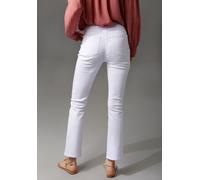 Bootcut-Jeans ANISTON CASUAL, Damen, Gr. 46, N-Gr, weiß, Denim/Jeans, Obermaterial: 98% Baumwolle, 2% Elasthan, unifarben, figurbetont knöchelfrei, Jeans 5-Pocket-Jeans, in knöchelfreier Länge (200249