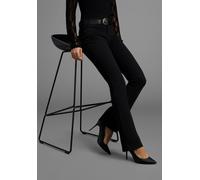 Bootcut-Jeans ARIZONA "Baby-Boot", Damen, Gr. 38, N-Gr, schwarz (schwarz schwarz), Denim/Jeans, Obermaterial: 98% Baumwolle, 2% Elasthan, Basic, eng lang, Jeans, Bootcut-Stil, figurbetonte Passform, m