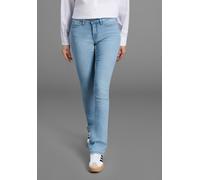 Bootcut-Jeans ARIZONA "Baby-Boot", Damen, Gr. 40, N-Gr, blau (bleached), Denim/Jeans, , Basic, eng lang, Jeans, Bootcut-Stil, figurbetonte Passform, mit Used-Effekten, Topseller (31633336-40) bleached
