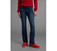 Bootcut-Jeans ARIZONA "Baby-Boot", Damen, Gr. 48, N-Gr, blau (dunkelblau us), Denim/Jeans, Obermaterial: 79% Baumwolle, 19% Polyester, 2% Elasthan, Abriebeffekte, Basic, eng lang, Jeans, normale Leibh