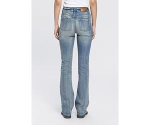 Bootcut-Jeans ARIZONA "Baby Bootcut", Damen, Gr. 36, N-Gr, blau (mid, blau, use), Denim/Jeans, Obermaterial: 69% Baumwolle, 29% Polyester, 2% Elasthan, Abriebeffekte, Basic, bootcut fit, Jeans, leicht
