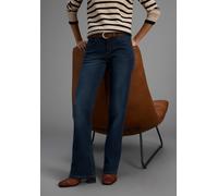 Bootcut-Jeans ARIZONA "Bund mit seitlichem Gummizugeinsatz", Damen, Gr. 20, K + L Gr, blau (dunkelblau us), Jeans, Obermaterial: 98% Baumwolle, 2% Elasthan, Basic, bootcut fit lang, Jeans, hohe Leibhö