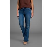 Bootcut-Jeans ARIZONA "Bund mit seitlichem Gummizugeinsatz", Damen, Gr. 46, N-Gr, blau (blau used), Jeans, Obermaterial: 98% Baumwolle, 2% Elasthan, Basic, bootcut fit lang, Jeans, hohe Leibhöhe, Boot