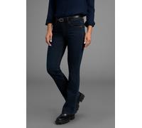 Bootcut-Jeans ARIZONA "Bund mit seitlichem Gummizugeinsatz", Damen, Gr. 84, K + L Gr, blau (rinsed), Jeans, Obermaterial: 98% Baumwolle, 2% Elasthan, clean, Basic, bootcut fit lang, Jeans, hohe Leibhö